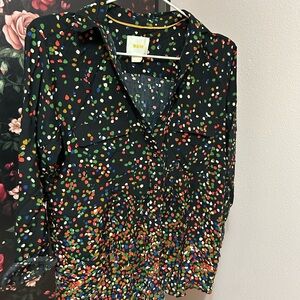 Maeve Black Multicolor Button Down Shirt